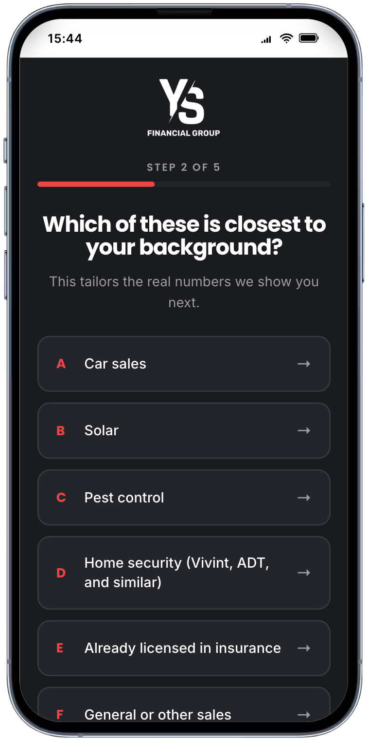 Quiz step 2 of 5: Which of these is closest to your background?