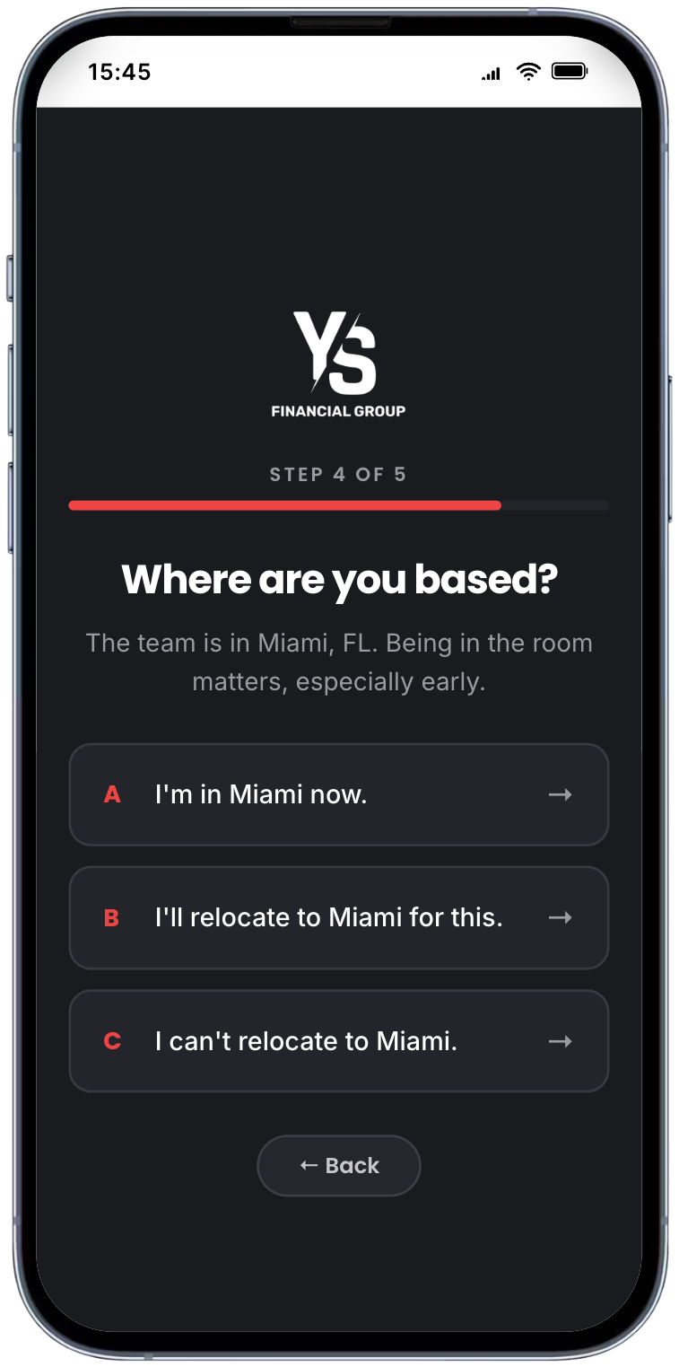 Quiz step 4 of 5: Where are you based?